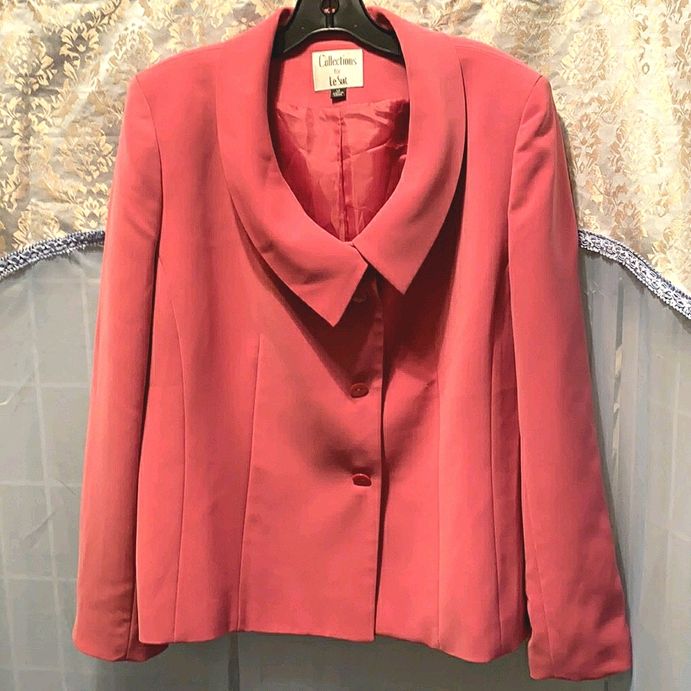 LE SUIT COLLECTION FUSCIA ROSE LINED BLAZER SZ 12